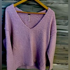 Free People Size Small Mauve V Neck Sweater